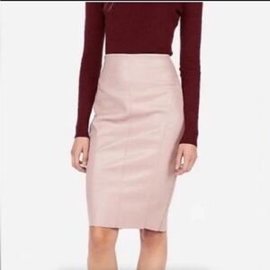 Express Light Pink Faux Leather Midi Skirt